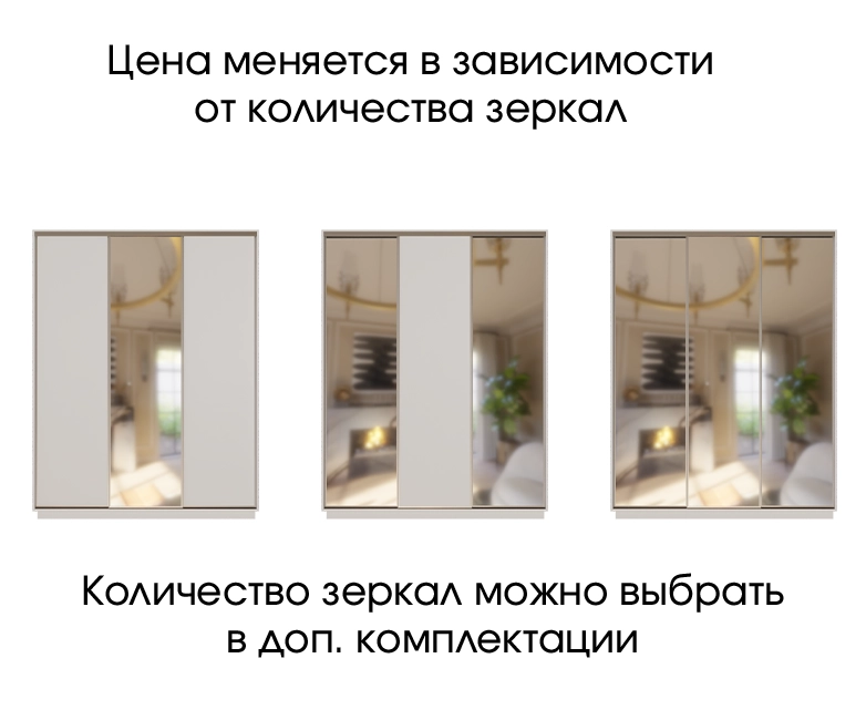 Шкаф-купе с зеркалом Сириус Серый